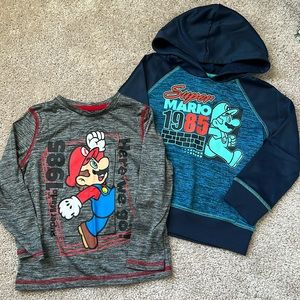 Super Mario hoodie and long sleeve shirt, boys size 4